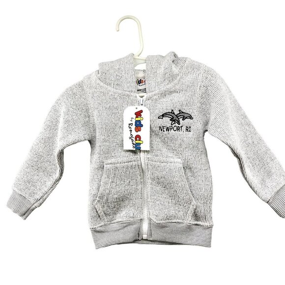 NWT Vintage Baby 12-18M Newport, RI Dolphin Hoodie Sweatshirt Zip Up Gray - Picture 1 of 7